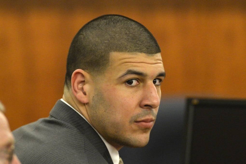 Former New England Patriots player Aaron Hernandez, who killed himself in prison in April, had a severe case of CTE, according to researchers at Boston University. Photo: EPA