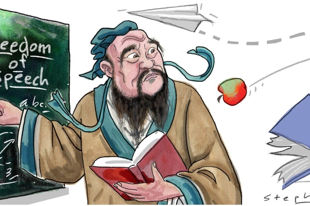Is it possible to act according to the spirit of freedom of speech while also upholding the Confucian precept of honouring the teacher? Illustration: Craig Stephens