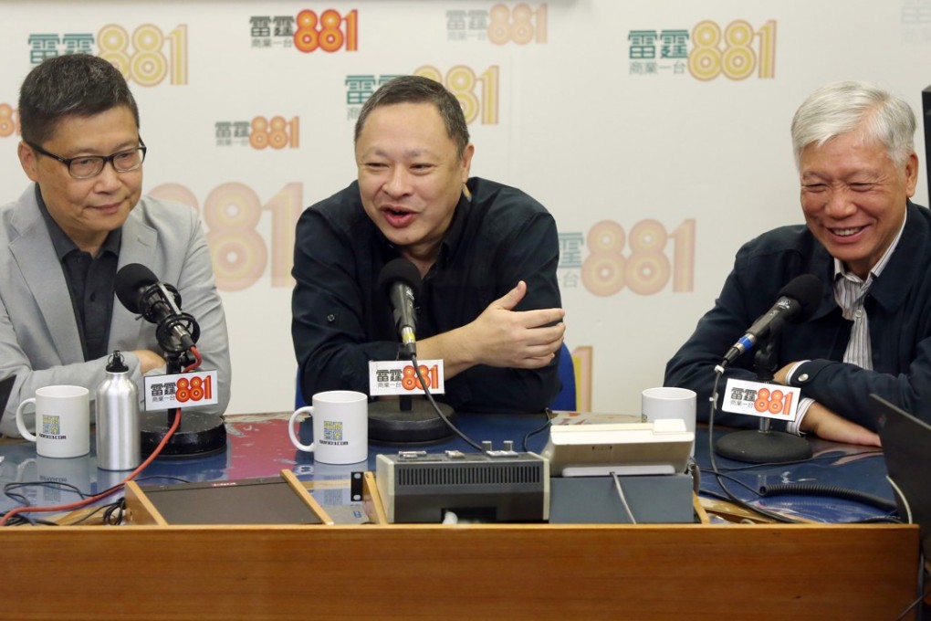 (From left) Occupy Central co-founders Chan Kin-man, Benny Tai Yiu-ting and Chu Yiu-ming take to the airwaves to call on Hongkongers to continue fight for democracy. Photo: Edmond So