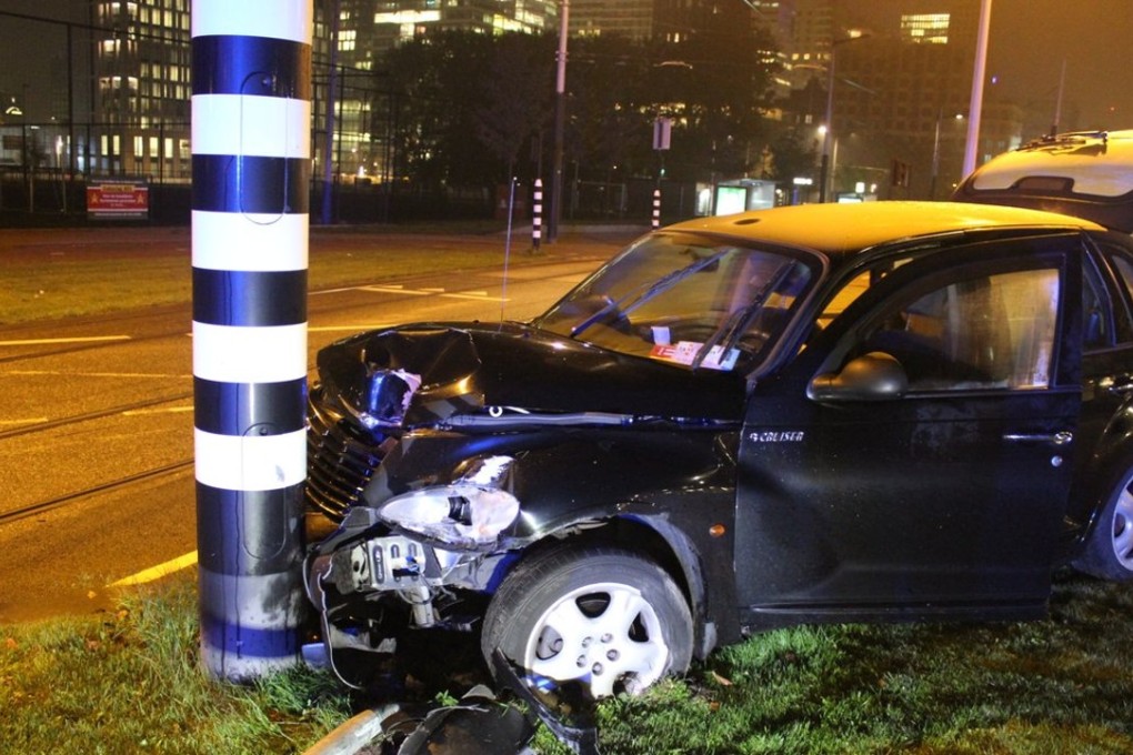 This is said to be the car in which Aguero crashed. Photo: Twitter