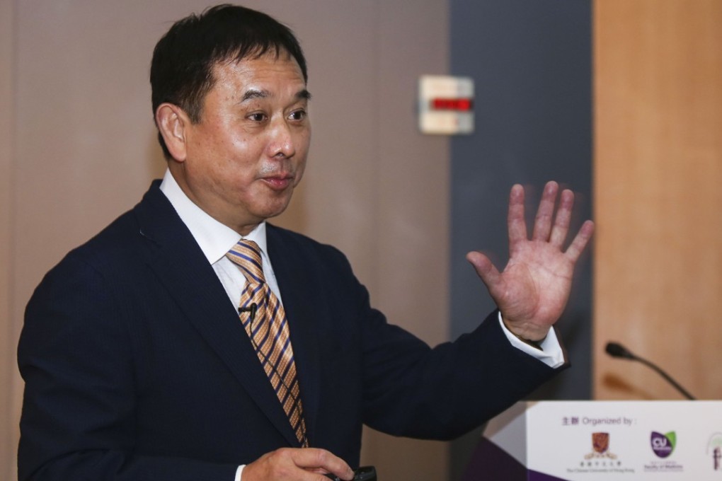 Freddie Fu addresses the audience at the Chinese University of Hong Kong Medicine Postgraduate Education Centre. Photo: Xiaomei Chen