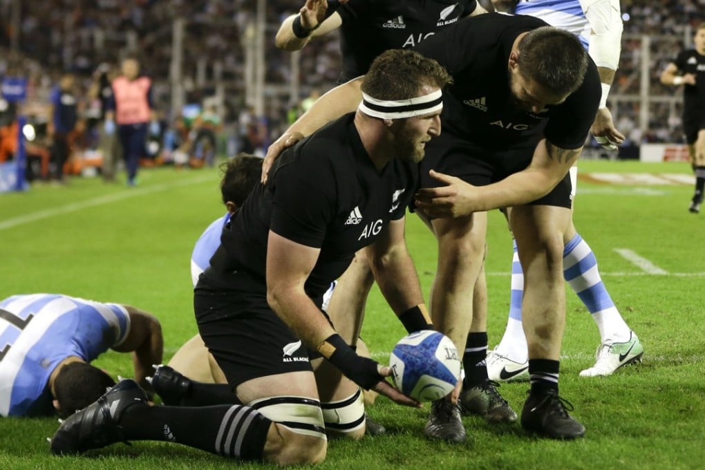 New Zealand captain Kieran Read scores one of his two tries in the victory over Argentina in Buenos Aires. Photo: AP