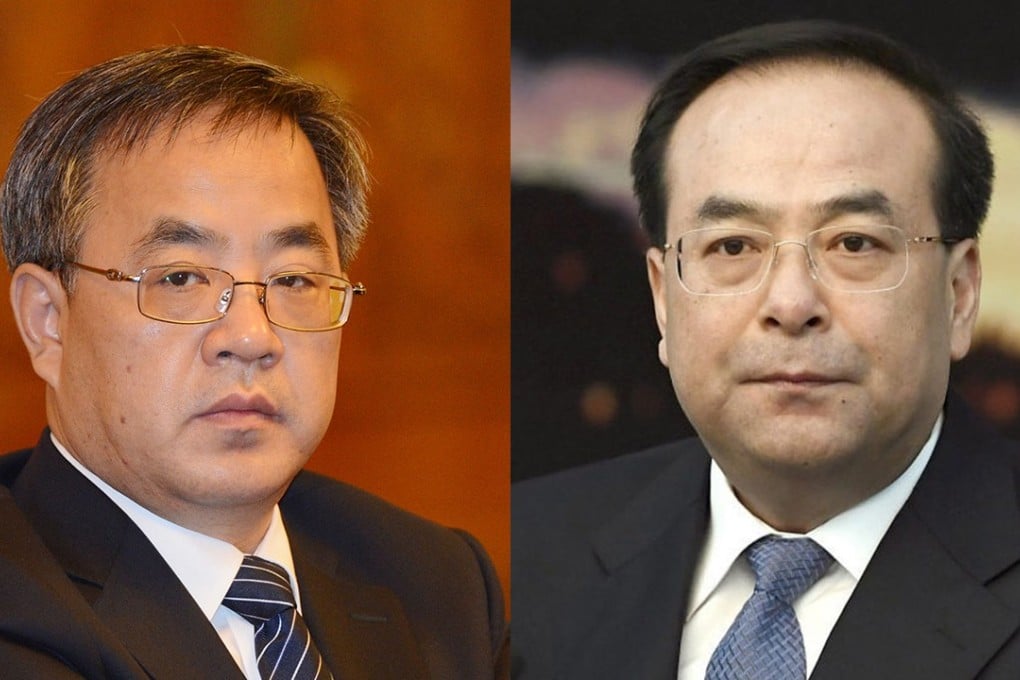 Hu Chunhua (left), party secretary of Guangdong province, has expressed his support for the expulsion of Sun Zhengcai (right) from China’s Communist Party. The two men were once tipped to take over as China’s president and premier. Photo: AFP/Kyodo