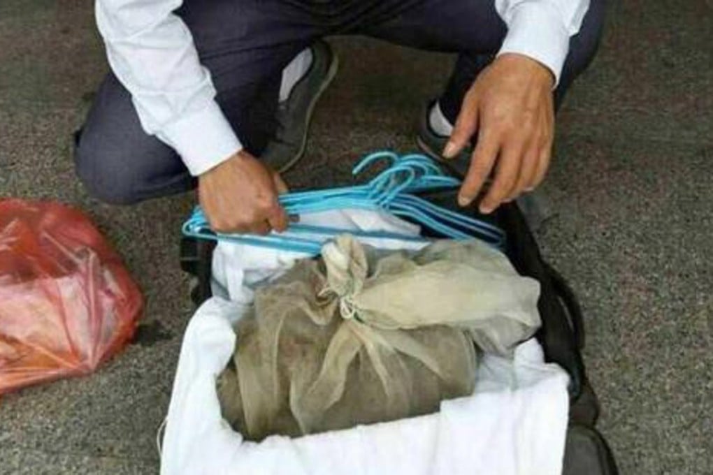 Railway security guards became suspicious when they spotted a writhing mass inside a passenger’s suitcase, which turned out to be 50 venomous vipers wrapped in a towel. Photo: Handout