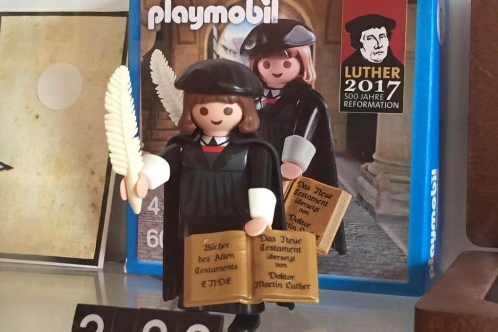 A Playmobil figurine, one of the many Martin Luther souvenirs visitors can find in Wittenberg, which is expecting an influx of visitors for the 500th anniversary of the Reformation on October 31. Photo: TNS