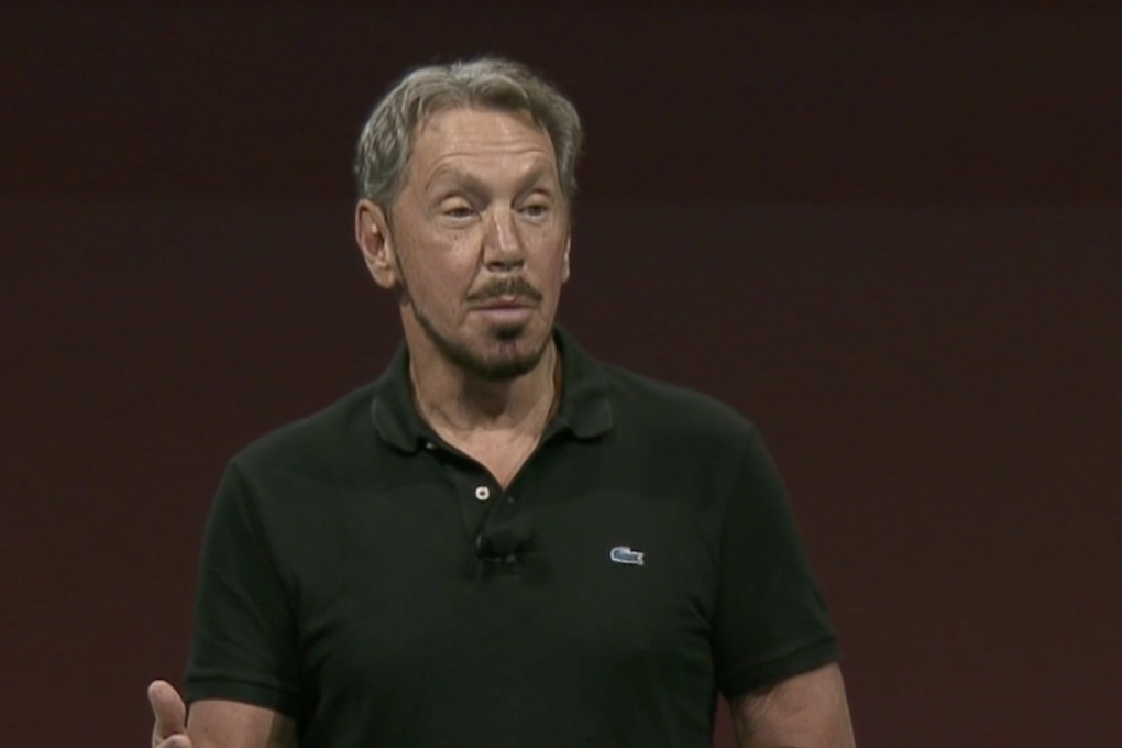 Larry Ellison announced a new database during Oracle's opening keynote. Photo: Oracle