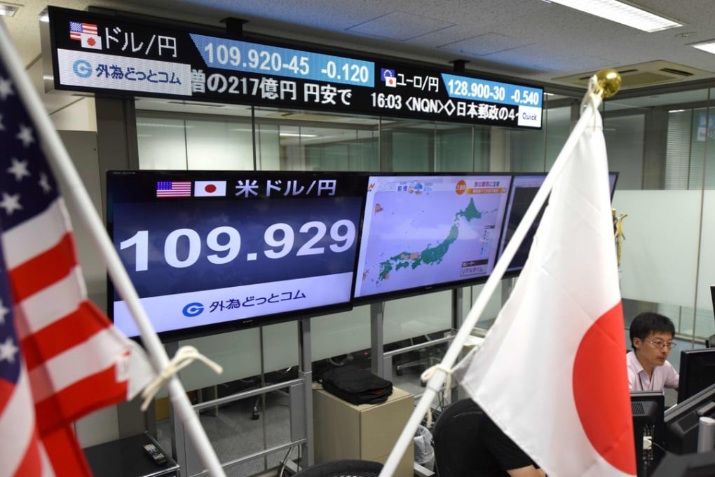 The yen rate against the US dollar is displayed at the dealing room of a foreign exchange brokerage in Tokyo. Photo: AFP
