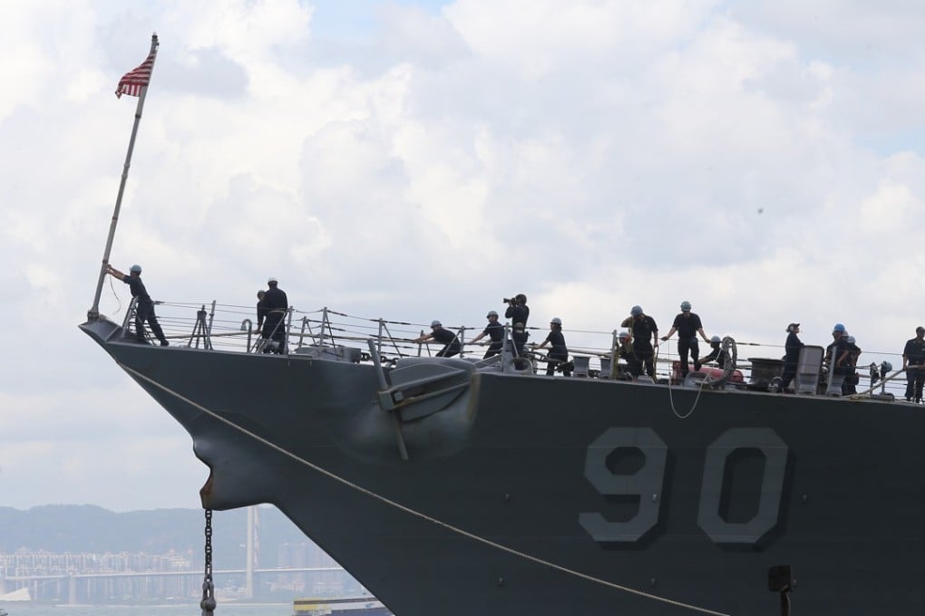 The USS Chafee accompanied the USS Ronald Reagan into Hong Kong waters on Monday. Photo: Dickson Lee