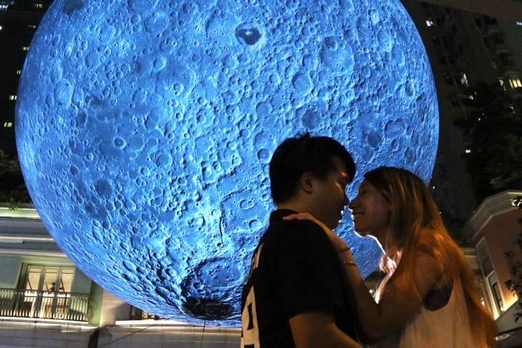 A giant moon at the Lee Tung Avenue in Wan Chai. Photo: Felix Wong