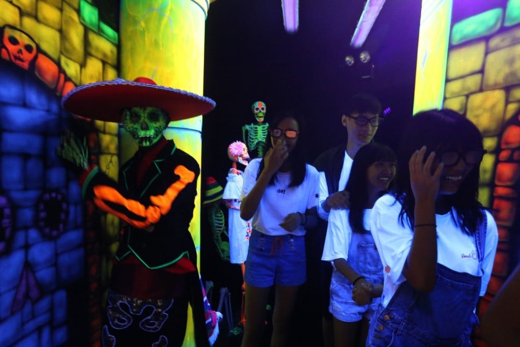 Visitors in the haunted house at Ocean Park on Thursday. Photo: Dickson Lee