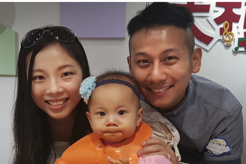 Olivia Chung and Kelvin Lam with daughter Karissa at a lunch in Lai Chi Kok promoting the virtues of baby-led weaning. Photo: Alice Chen