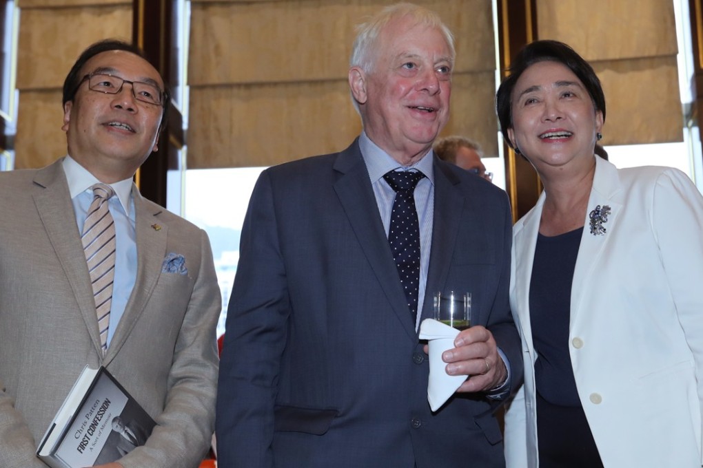 Chris Patten with pan-democrats Emily Lau and Alan Leong Kah-kit, ahead of a lunch hosted by the Hong Kong Democratic Foundation, in Central on September 20. Photo: Edward Wong