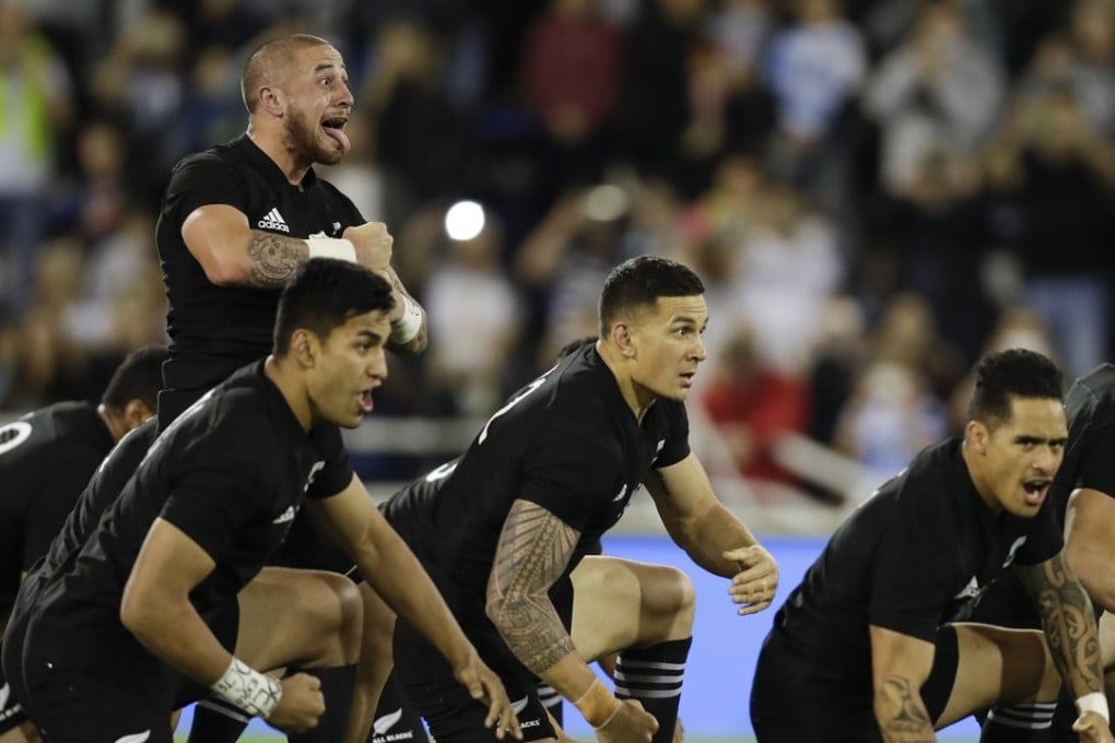 New Zealand's All Blacks players perform the Haka during a rugby Championship match against Argentina in Buenos Aires, Argentina. Photo: AP