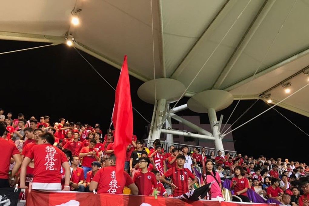 A group of Hong Kong fans out in force for the friendly against Laos at Mong Kok Stadium. Photo: Chan Kin-wa