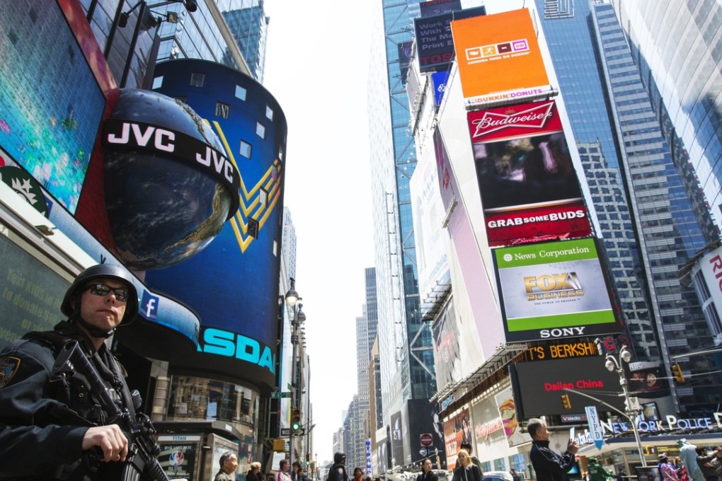 A New York policeman in Times Square. Photo: Reuters
