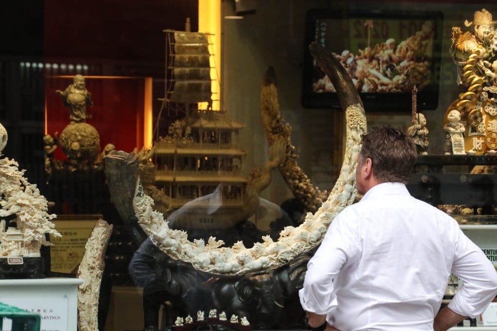Ornately carved ivory in a shop on Hollywood Road in Sheung Wan, Hong Kong. Photo: Felix Wong