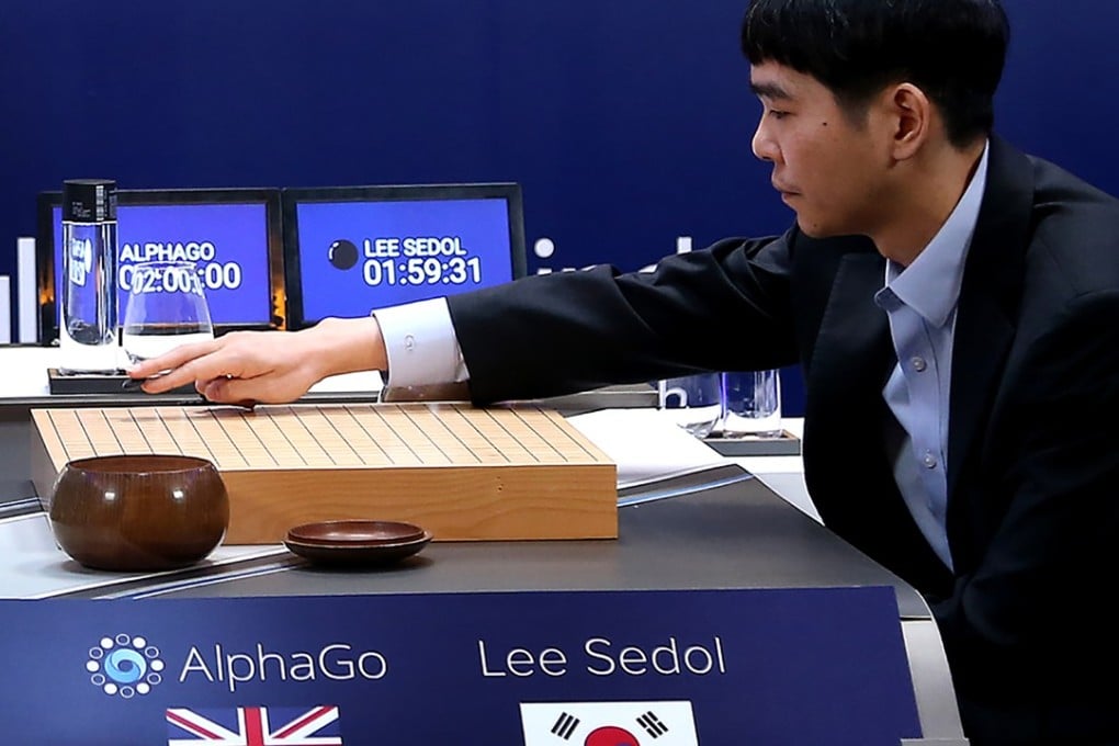 Lee Se-Dol, one of the greatest modern players of the ancient board game Go, makes a move during the third game of the Google DeepMind Challenge Match against Google-developed supercomputer AlphaGo in Seoul. Photo: AFP