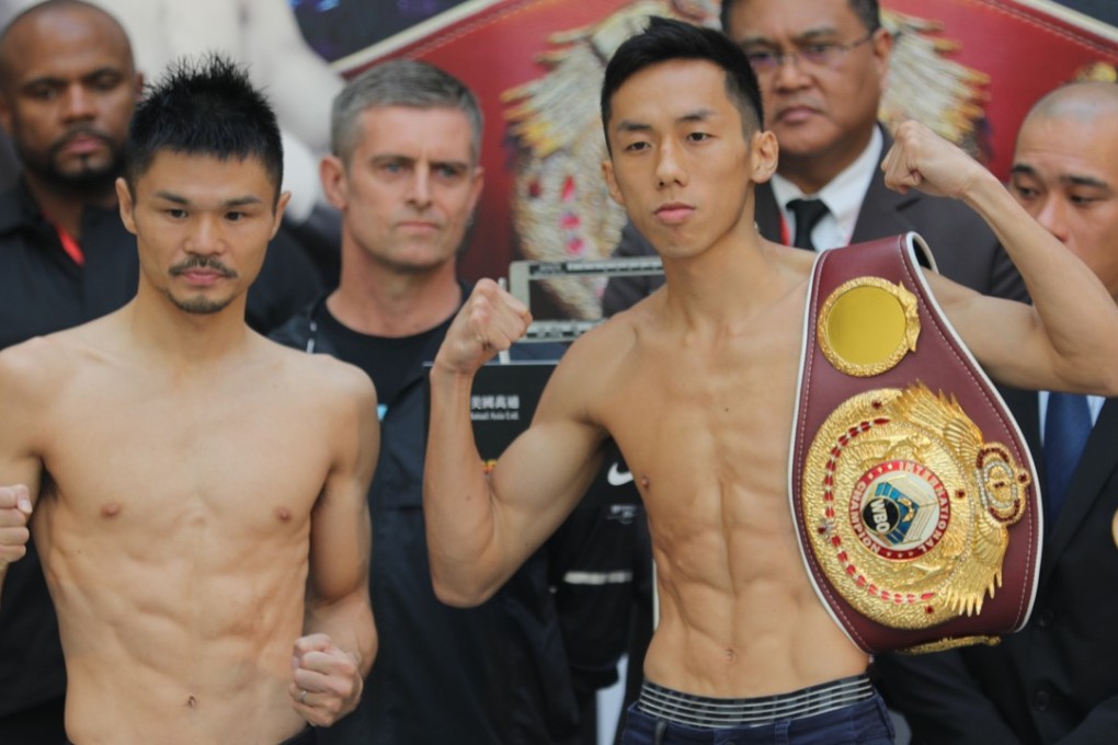 Japan’s Kohei Kono and Hong Kong’s Rex Tso make weight for their super flyweight showdown. Photos: Unus Alladin
