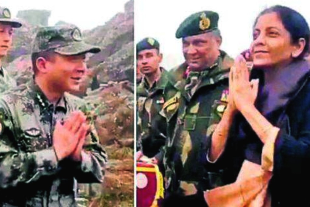 India’s defence minister Nirmala Sitharaman greeted Chinese soldiers with a namaste on the border between the two countries. Photo: Handout