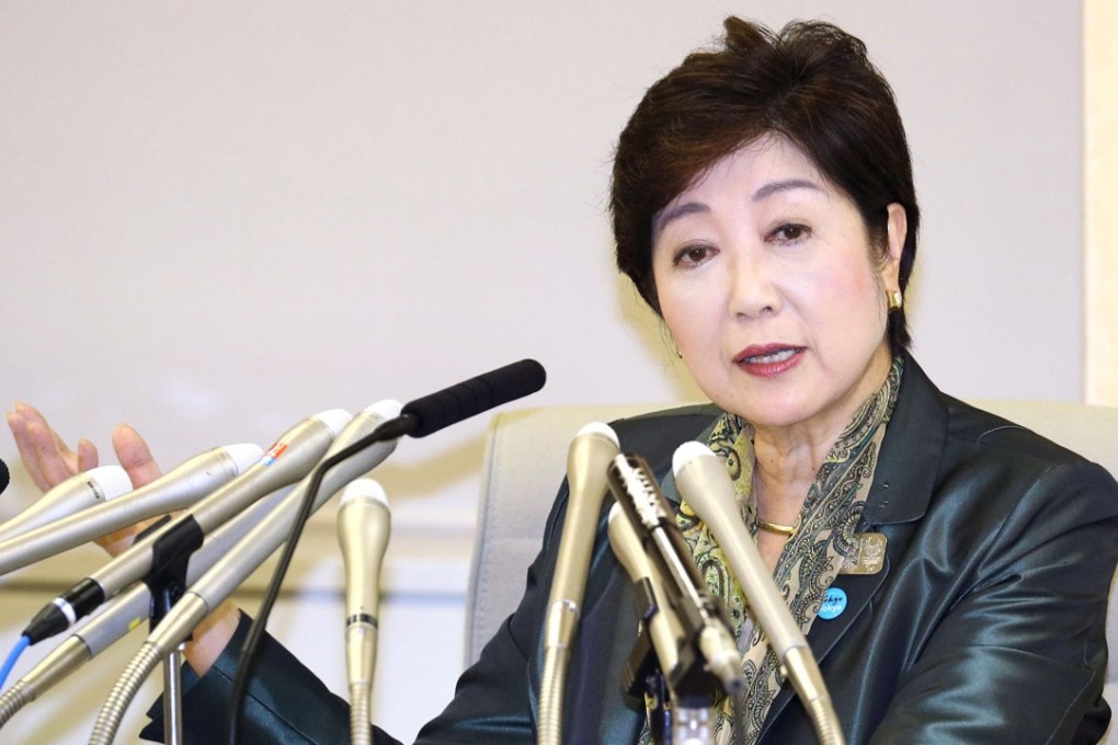 Tokyo Governor Yuriko Koike answers a question from a reporter during a press conference in Tokyo. Photo: Kyodo