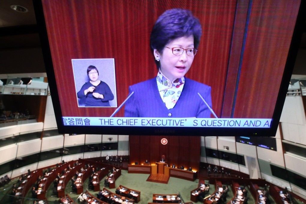 Carrie Lam will deliver her maiden policy address to Hong Kong’s legislature on Wednesday. Photo: K.Y. Cheng