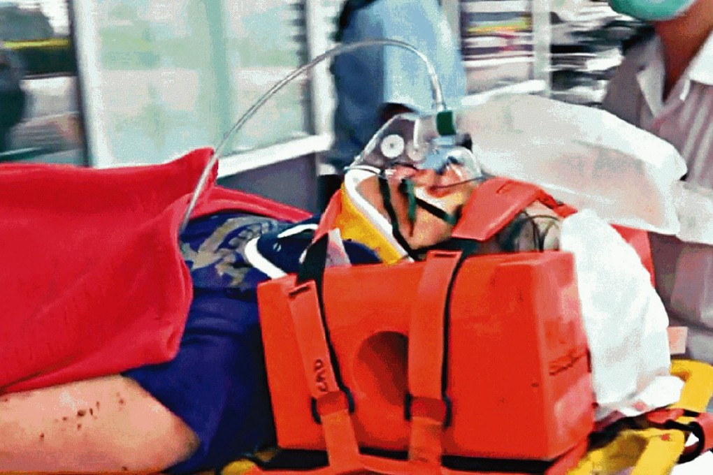 The 34-year-old man’s condition has improved to serious from critical, but he remained in the intensive care unit at Princess Margaret Hospital in Kwai Tsing. Photo: Cable TV