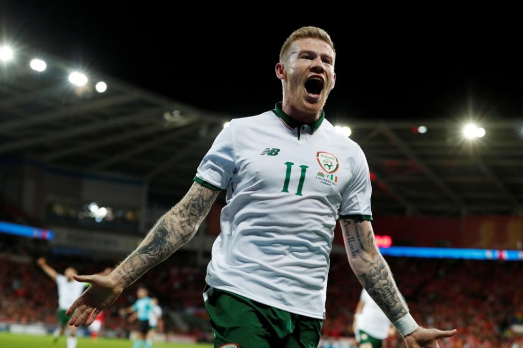 Republic of Ireland’s James McClean celebrates his goal. Photo: Reuters