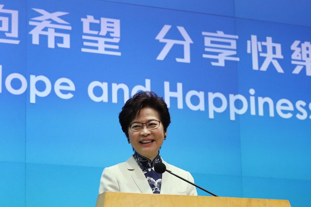 Chief Executive Carrie Lam Cheng Yuet-ngo said her vision “is for a Hong Kong of hope and happiness” in her maiden policy address. Photo: Felix Wong
