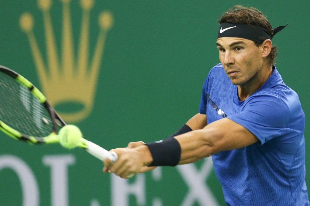 Spain’s Rafael Nadal hits a return during the singles third round match against Fabio Fognini of Italy at 2017 ATP Shanghai Masters. Photo: Xinhua