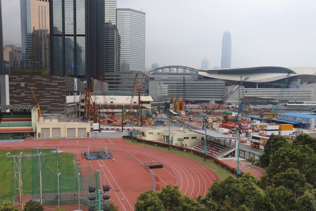 Wan Chai Sports Ground with and Hong Kong Convention and Exhibition Centre in the background. Photo: Dickson Lee