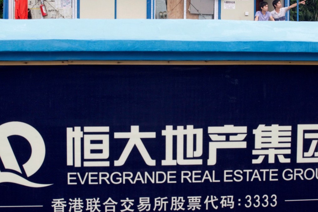The logo of China Evergrande at a construction site in south China. The company was the most generous in terms of charitable donations among Hong Kong listed companies last year, a report found. Photo: Reuters