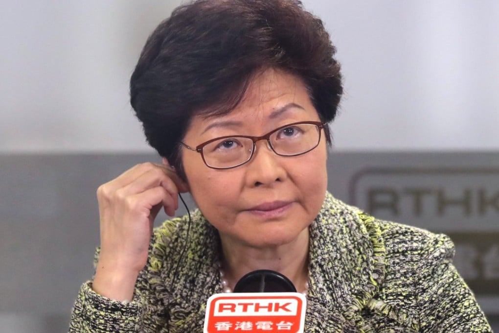 Hong Kong Chief Executive Carrie Lam Cheng Yuet-ngor attends a radio phone-in programme at RTHK in Kowloon Tong. 13OCT17 SCMP / Edward Wong