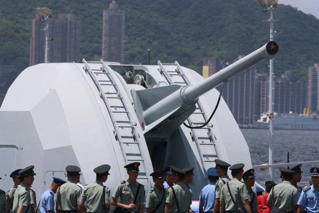 A Chinese frigate at Stonecutter Barracks in Hong Kong. Photo: David Wong