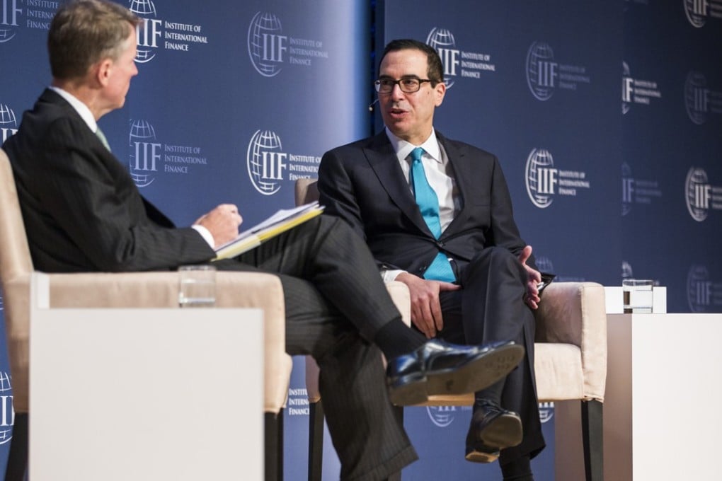 US Treasury secretary Steven Mnuchin speaks during the Institute of International Finance (IIF) annual membership meeting in Washington. Mnuchin rejected suggestions to increase the capital of the World Bank. Photo: Bloomberg