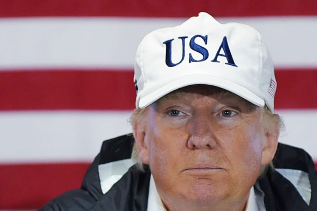 US President Donald Trump attends a briefing with US Virgin Islands Governor Kenneth Mapp (not pictured). Photo: AFP