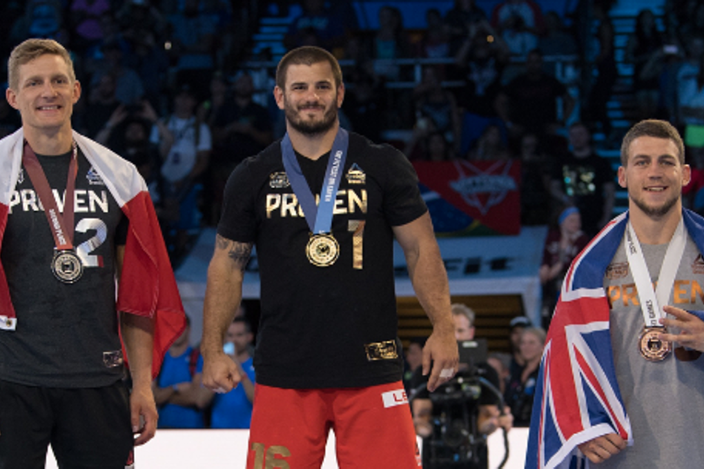 Ricky Garard (right) finished third to Mat Fraser (middle) and Brent Fikowski at the CrossFit Games. Garard tested positive, but claims that others are cheating as well. Photo: CrossFit Games Instagram