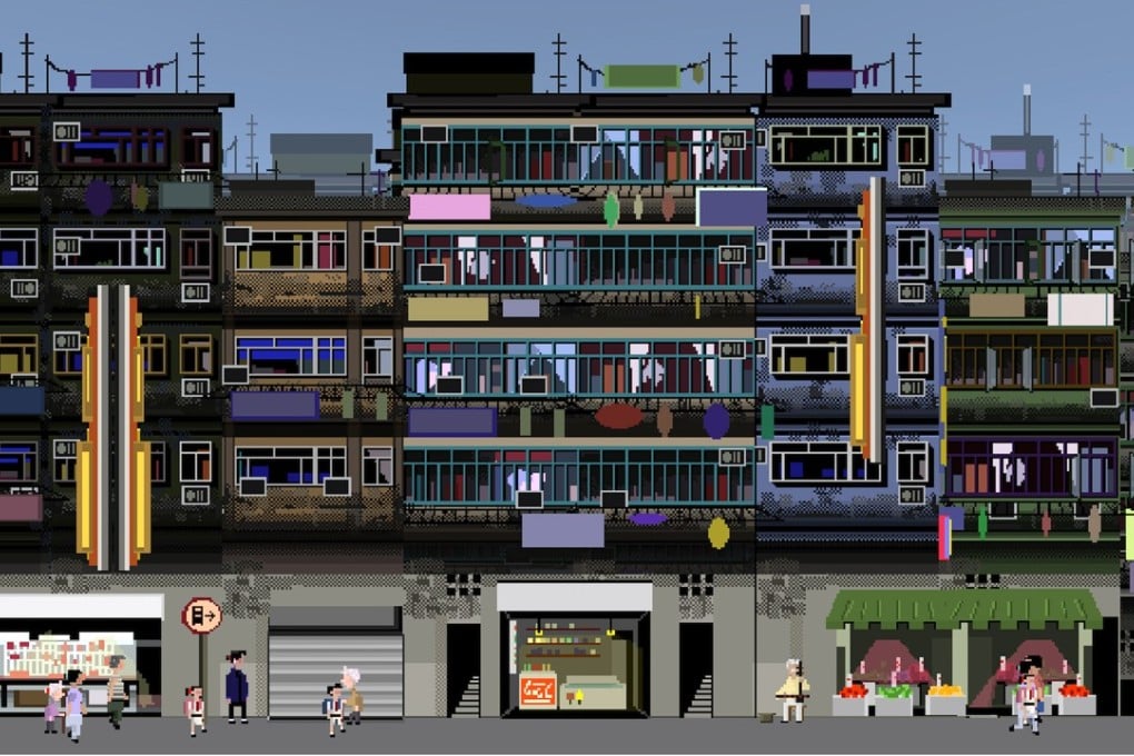 The pixel art in Oblige (available on PC) depicts a retro Hong Kong of low-rise buildings and grimy back alleys.