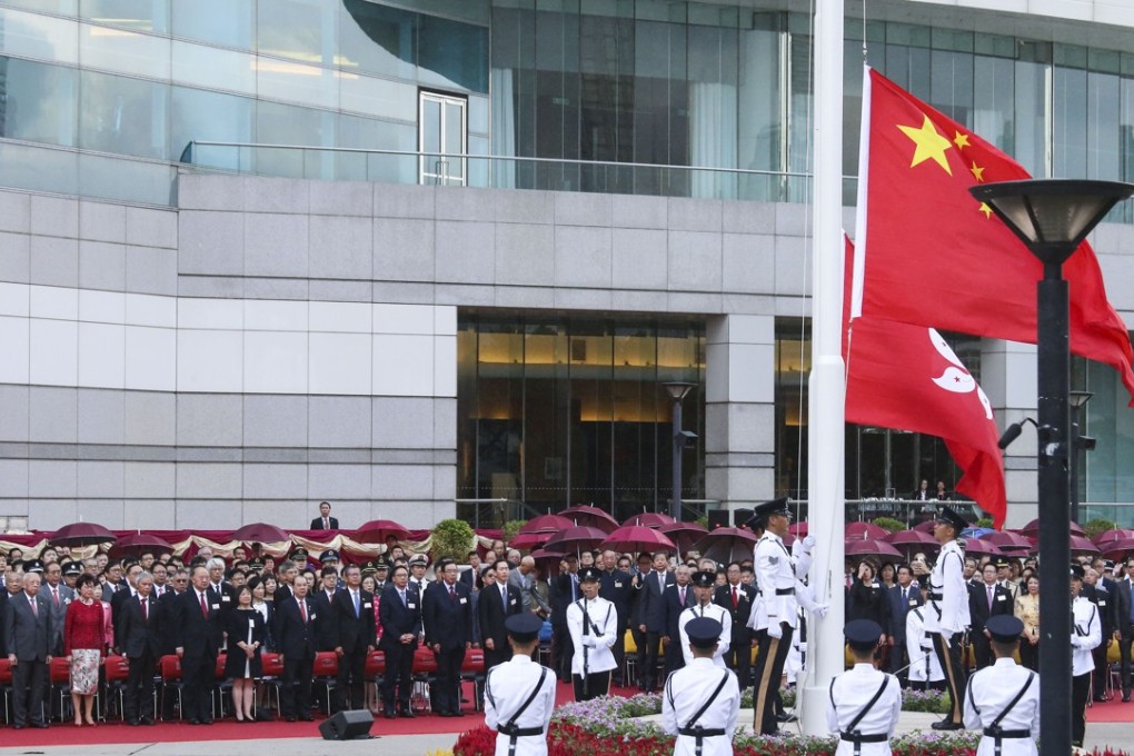 China's National Day flag-raising ceremony held at the Golden Bauhinia Square in Wan Chai. Photo: K.Y. Cheng