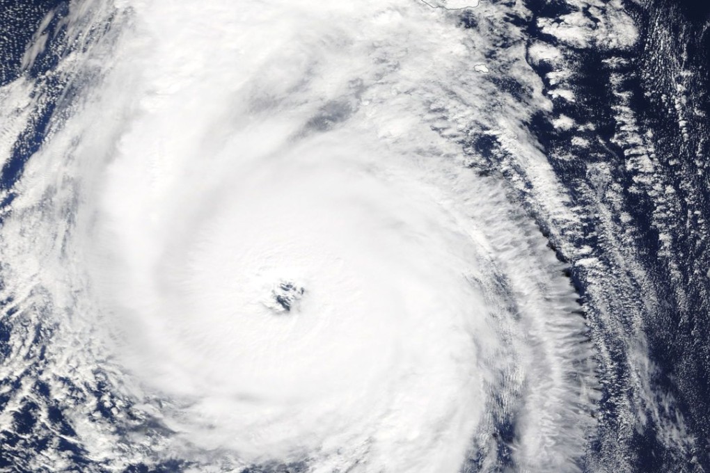 A handout photo made available by Nasa Worldview shows a satellite's view of hurricane Ophelia south of the Azores islands. The storm is on track to hit Ireland and the UK in the coming week. Photo: Nasa handout via EPA-EFE