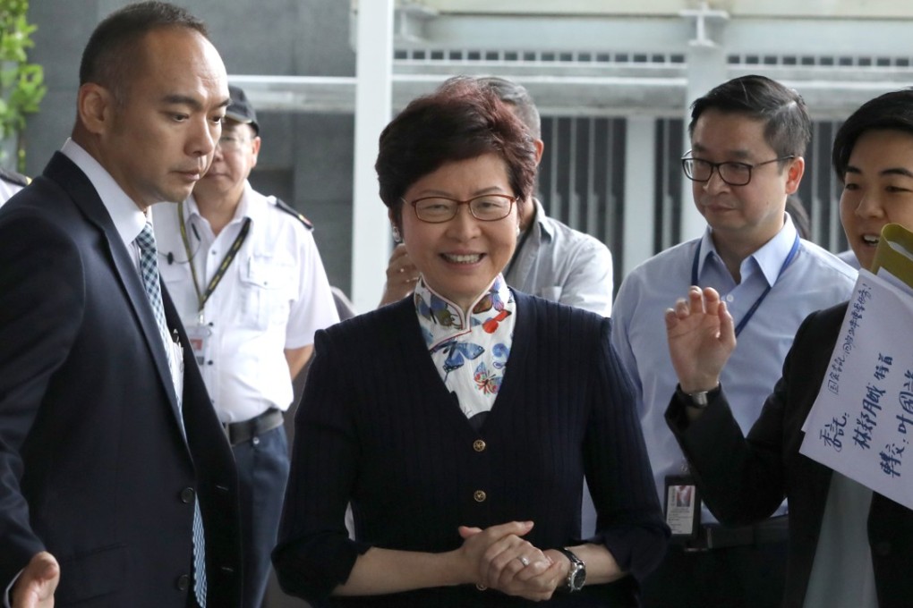 Carrie Lam meets the press on Tuesday before an Executive Council meeting at Tamar. Photo: Sam Tsang