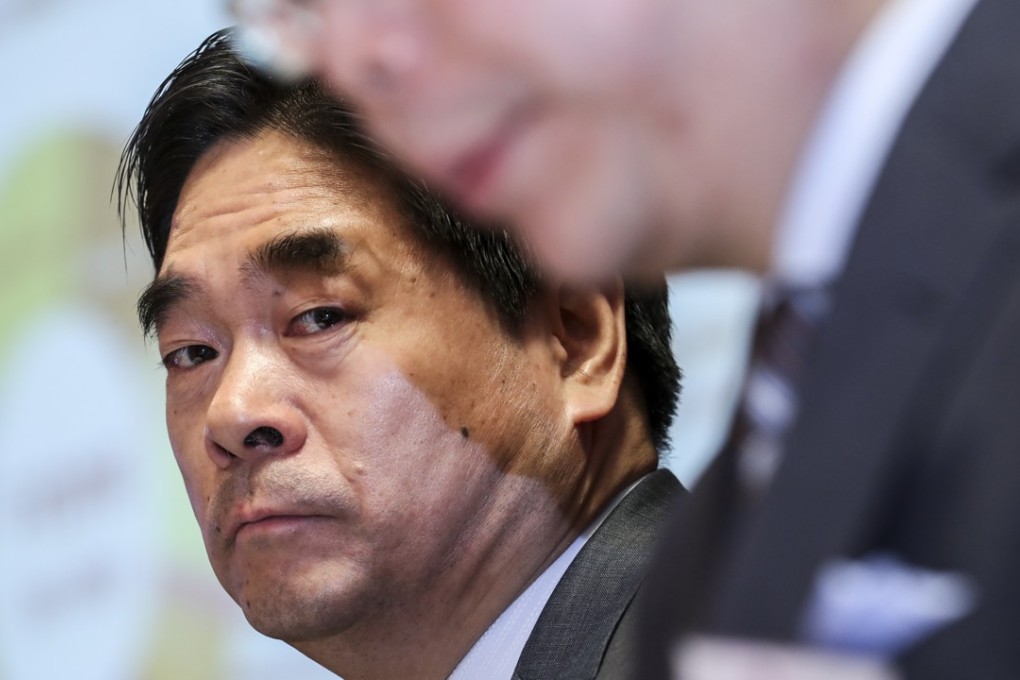 Wang Zhenhua, Chairman and Executive Director of Future Land Development Holdings Limited, speaks at 2016 Annual Result Announcement in Central on February 27. Photo: SCMP/Edward Wong