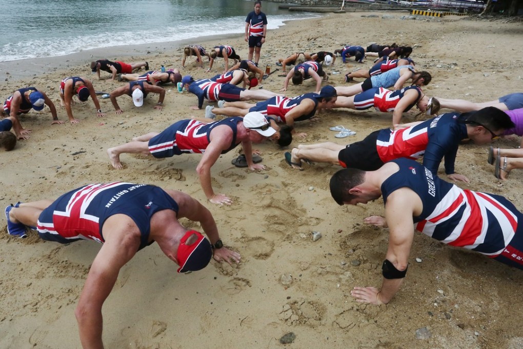 The Great Britain dragon boat team men’s open and women’s squads train at Victoria Recreation Club in Deep Water Bay before their competition next week. Photo: Jonathan Wong