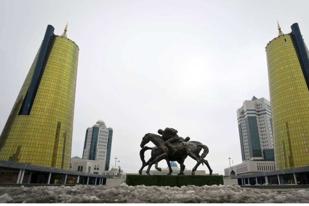 A sculpture seen in front of the buildings of Kazakh sovereign wealth fund Samruk-Kazyna in the country’s capital city, Astana. Photo: Reuters