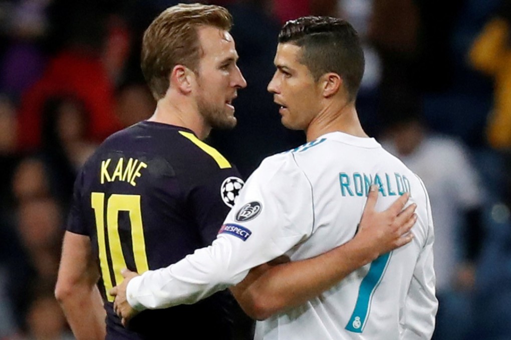 Cristiano Ronaldo with Tottenham’s Harry Kane after the match. Photo: Reuters