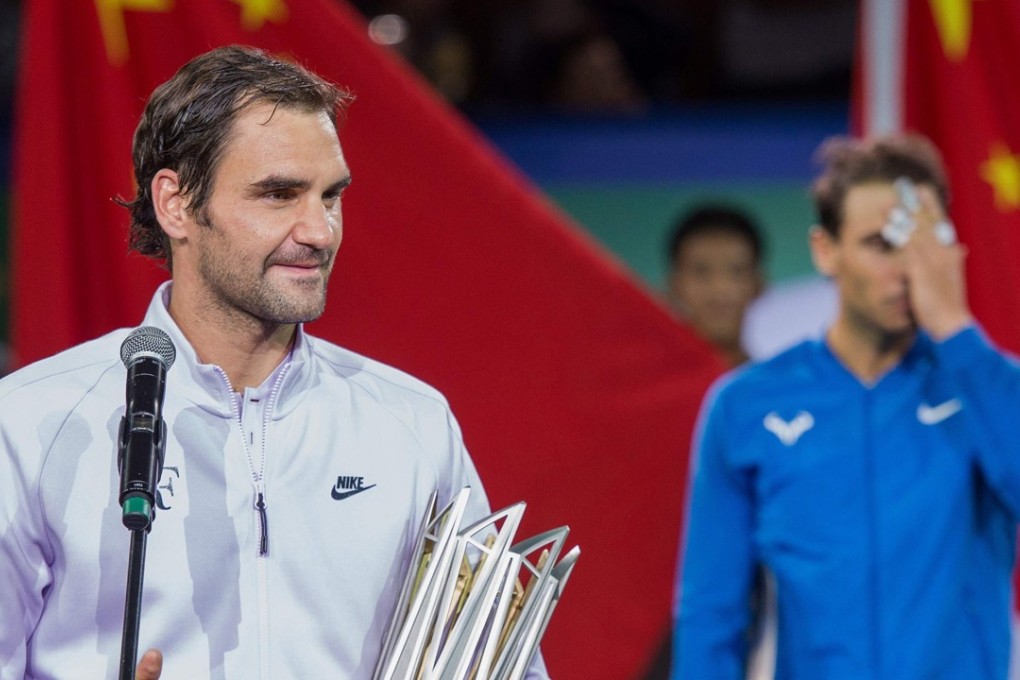 Roger Federer (left) beat Rafael Nadal in the Shanghai Masters final. Photo: AFP