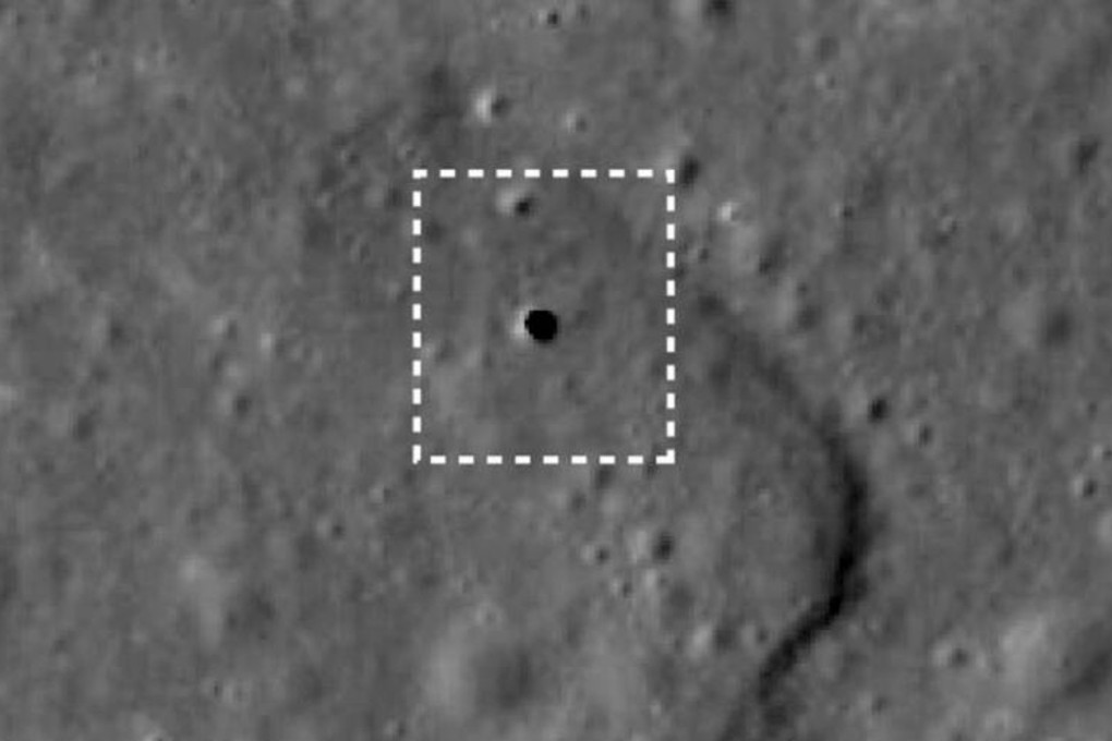 Image taken by a lunar orbiter shows a 50-metre hole on the moon's surface that leads to a 50-km-long cave. Photo: Kyodo