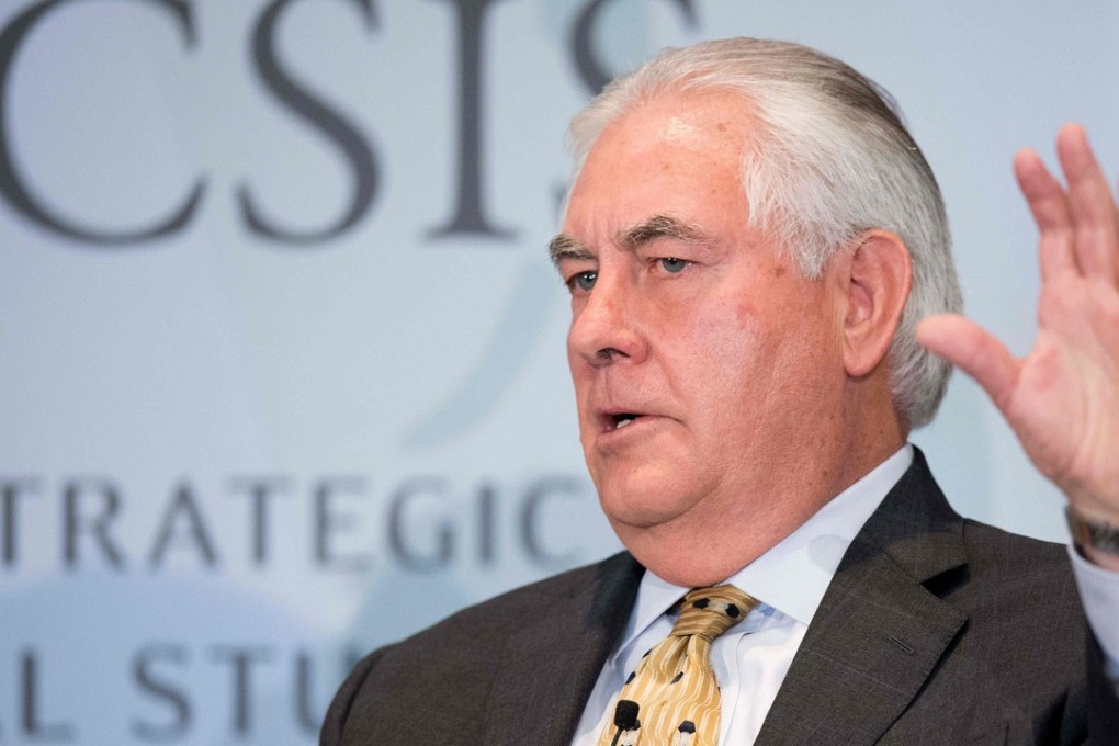 US Secretary of State Rex Tillerson speaks at the Centre for Strategic Studies in Washington on Wednesday. Photo: AFP