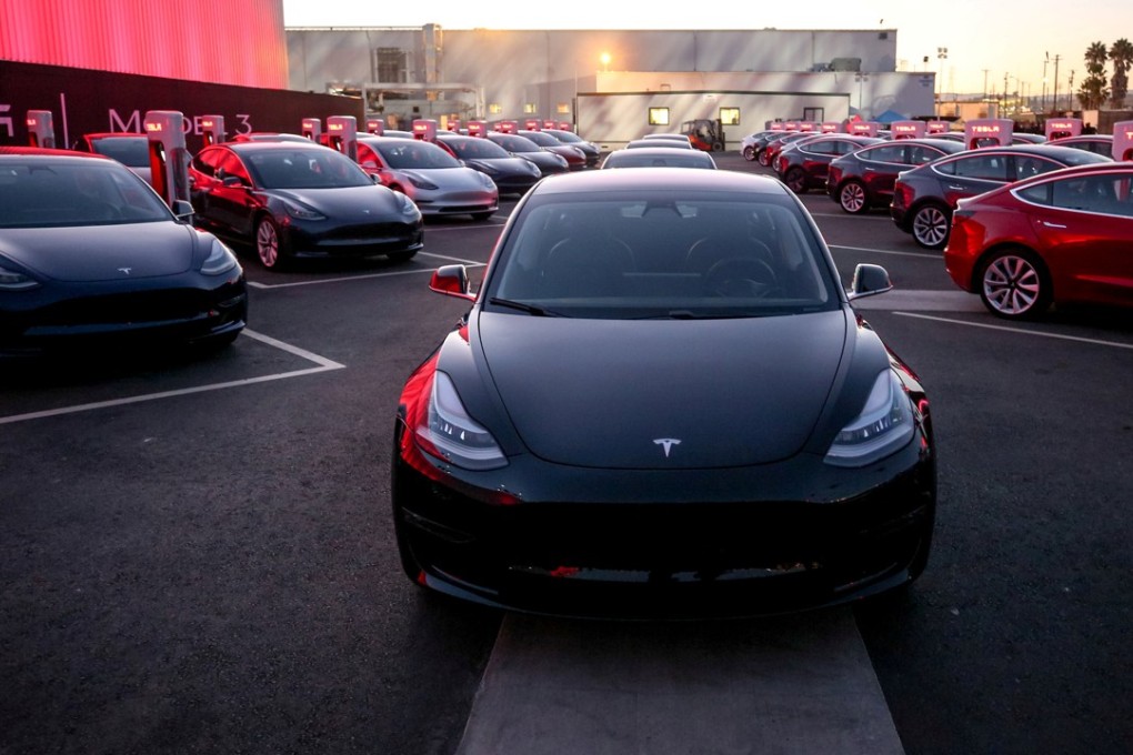 Tesla Model 3 cars at the company’s Fremont facility in California. Photo: Reuters