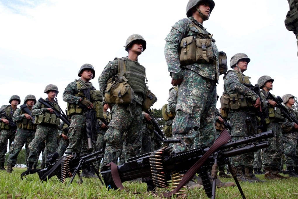 Philippine Marine Battalion Landing Team at the military headquarters in Marawi, southern Philippines. Photo: Reuters