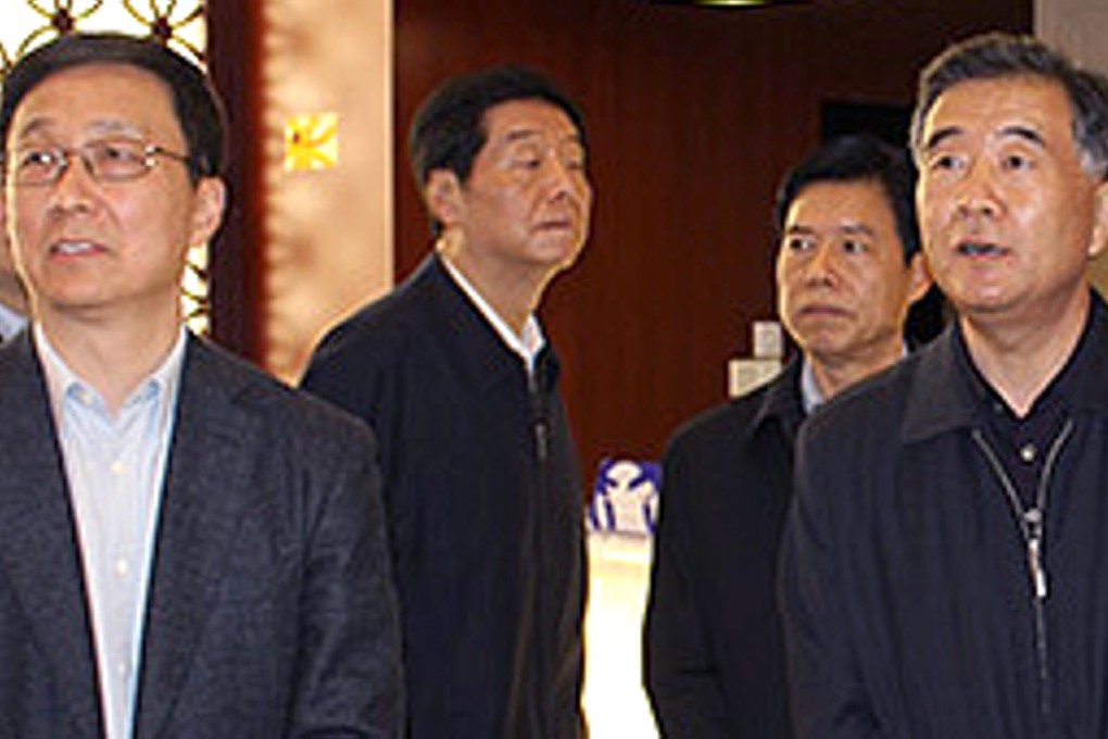 Han Zheng (left) and Wang Yang are expected to ascend to the supreme Politburo Standing Committee. Photo: Handout